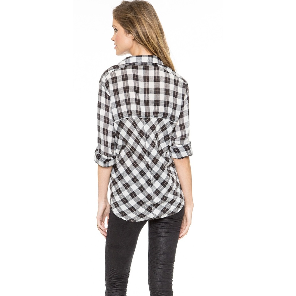 Free People Checkered Plaid Lace Up Shirt NWT - Picture 4 of 8
